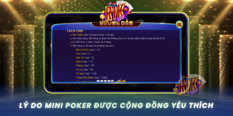 Ly Do Mini Poker Duoc Cong Dong Yeu Thich
